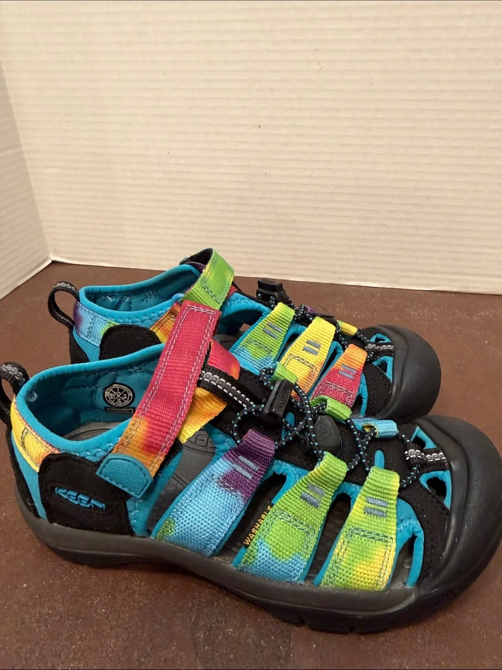 KEEN Newport H2 Kids' Multicolor Tie-Dye Sandal - Blue/Yellow